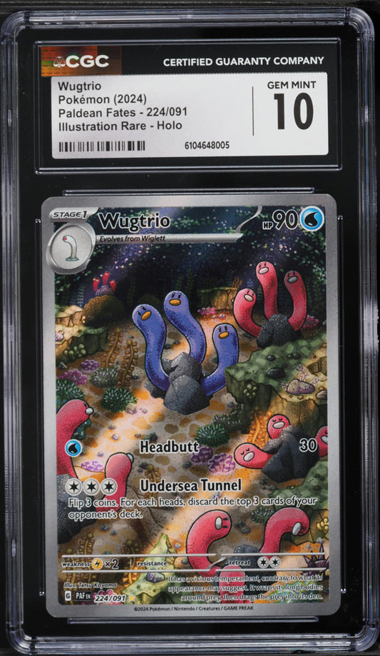 2024 Pokemon Scarlet & Violet Paldean Fates IR Wugtrio #224 CGC 10 GEM MINT
