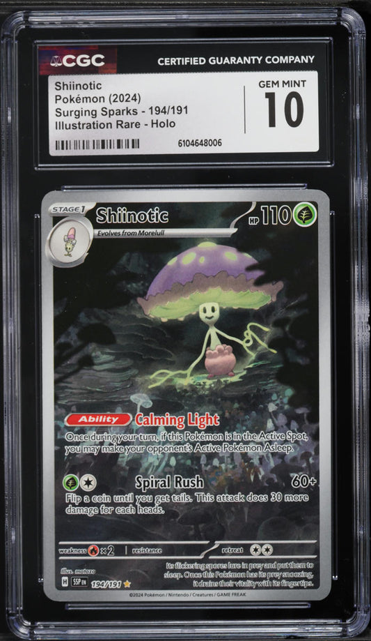 2024 Pokemon Scarlet & Violet Surging Sparks Illustration Rare Shiinotic #194 CGC 10 GEM MINT