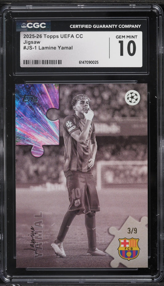 2025 Topps UEFA Jigsaw Lamine Yamal /9 #JS-1 CGC 10 GEM MINT