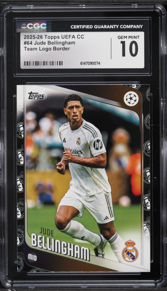 2025 Topps UEFA Team Logo Border Jude Bellingham #64 CGC 10 GEM MINT