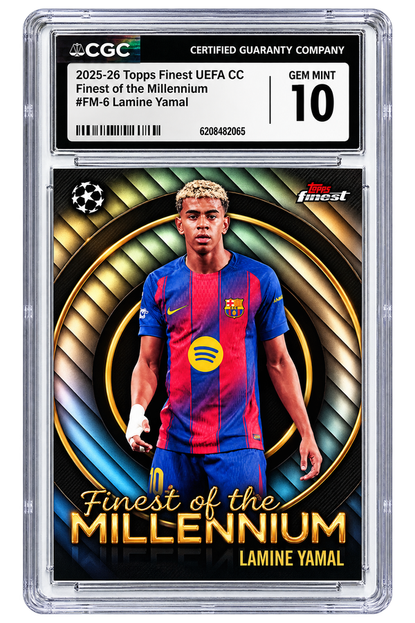 Lamine Yamal 2025-26 Topps Finest UEFA CC – Finest of the Millennium #FM-6 – CGC 10
